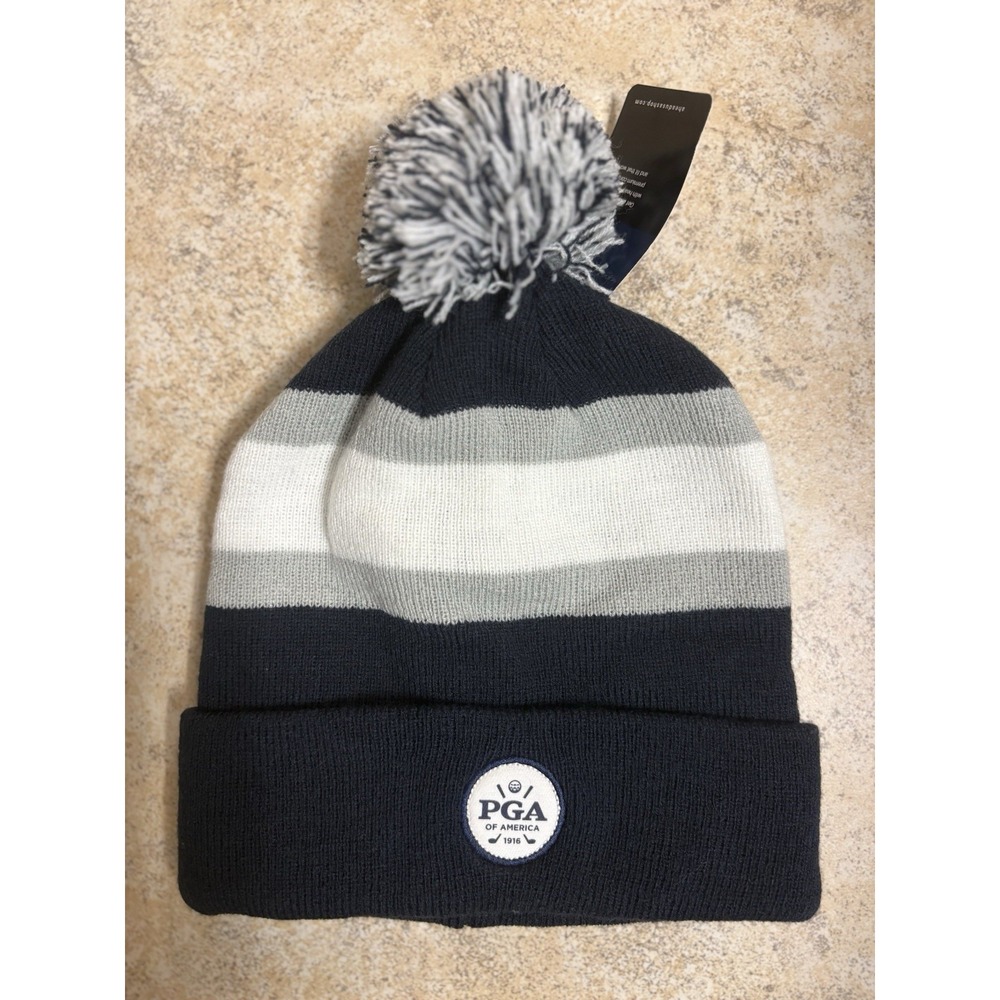 Ahead PGA of America Striped Pom Beanie Hat (New with Tags)